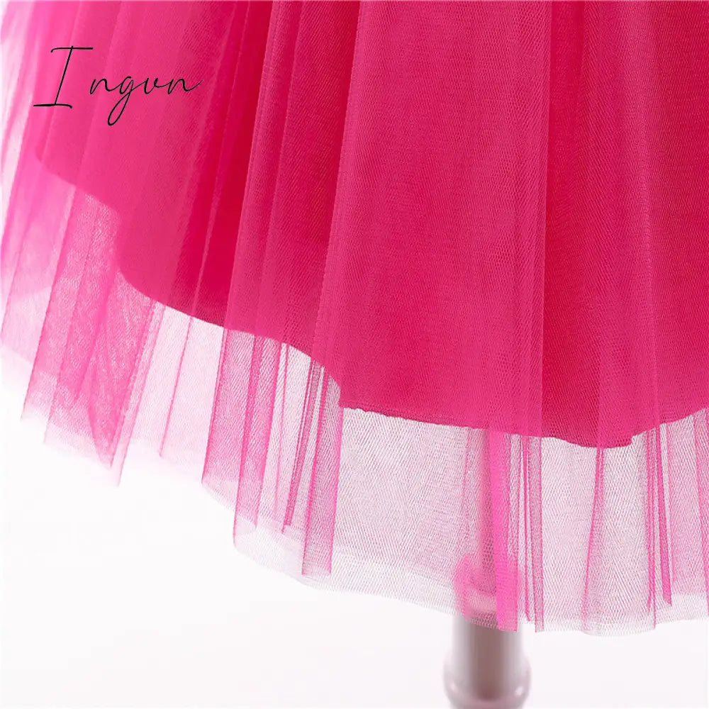 Ingvn - Girls Ruffles Princess Dress For Kids Wedding Elegant Party Tutu Prom Gown Children