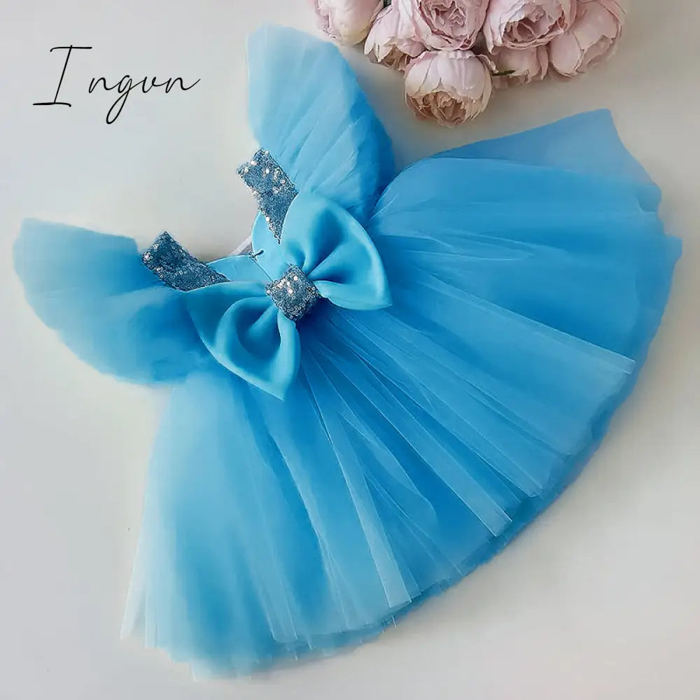 Ingvn - Girls Ruffles Princess Dress For Kids Wedding Elegant Party Tutu Prom Gown Children