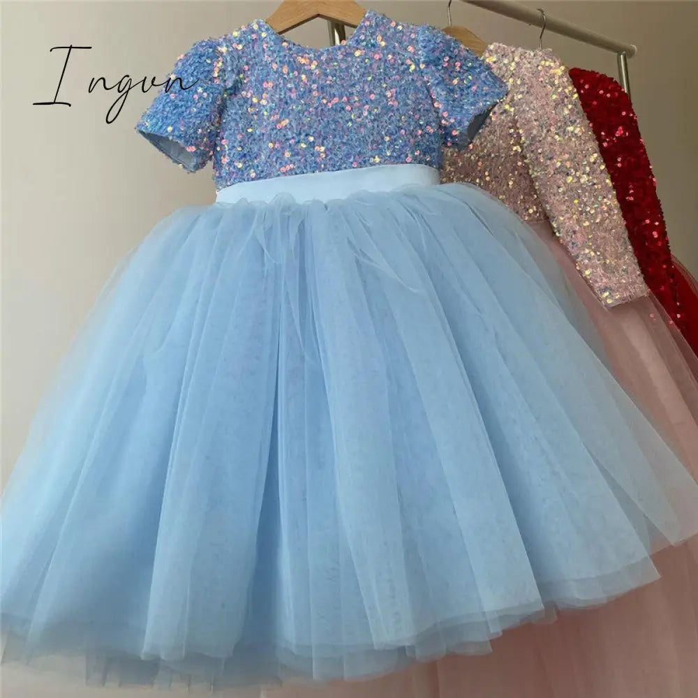 Ingvn - Girls Ruffles Princess Dress For Kids Wedding Elegant Party Tutu Prom Gown Children