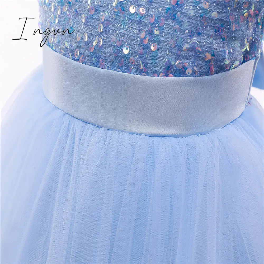 Ingvn - Girls Ruffles Princess Dress For Kids Wedding Elegant Party Tutu Prom Gown Children