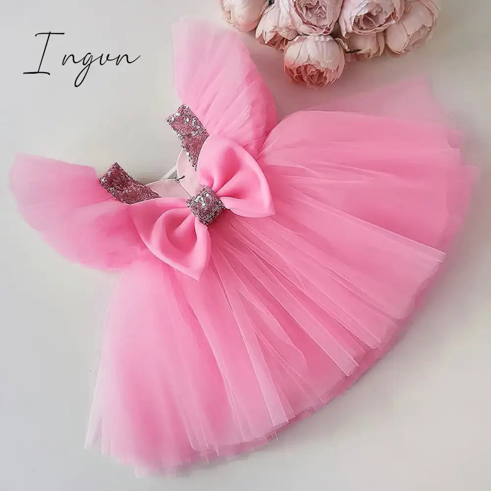 Ingvn - Girls Ruffles Princess Dress For Kids Wedding Elegant Party Tutu Prom Gown Children