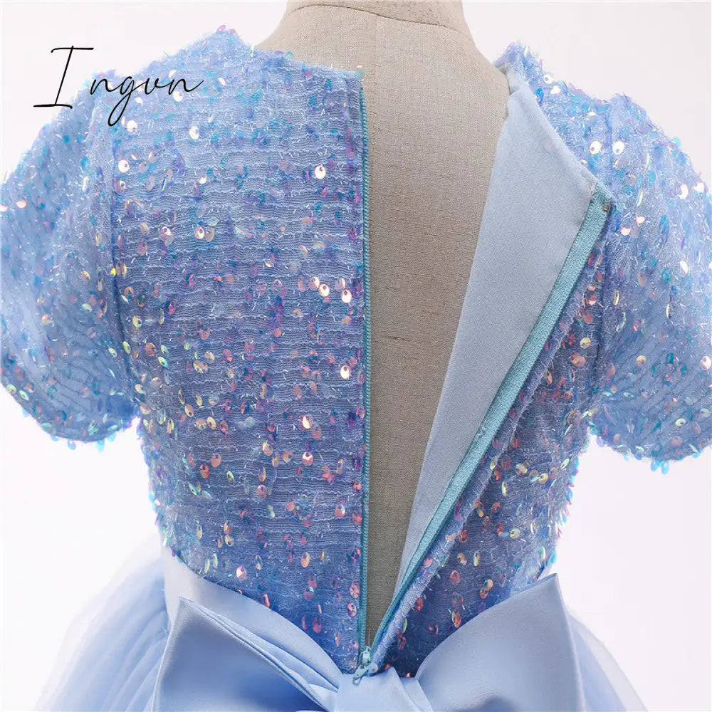 Ingvn - Girls Ruffles Princess Dress For Kids Wedding Elegant Party Tutu Prom Gown Children