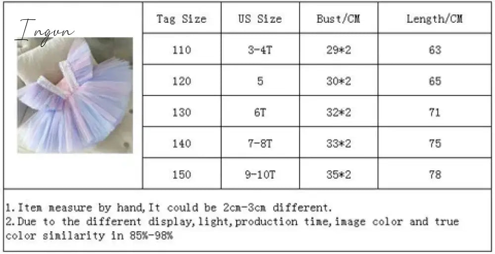 Ingvn - Girls Ruffles Princess Dress For Kids Wedding Elegant Party Tutu Prom Gown Children