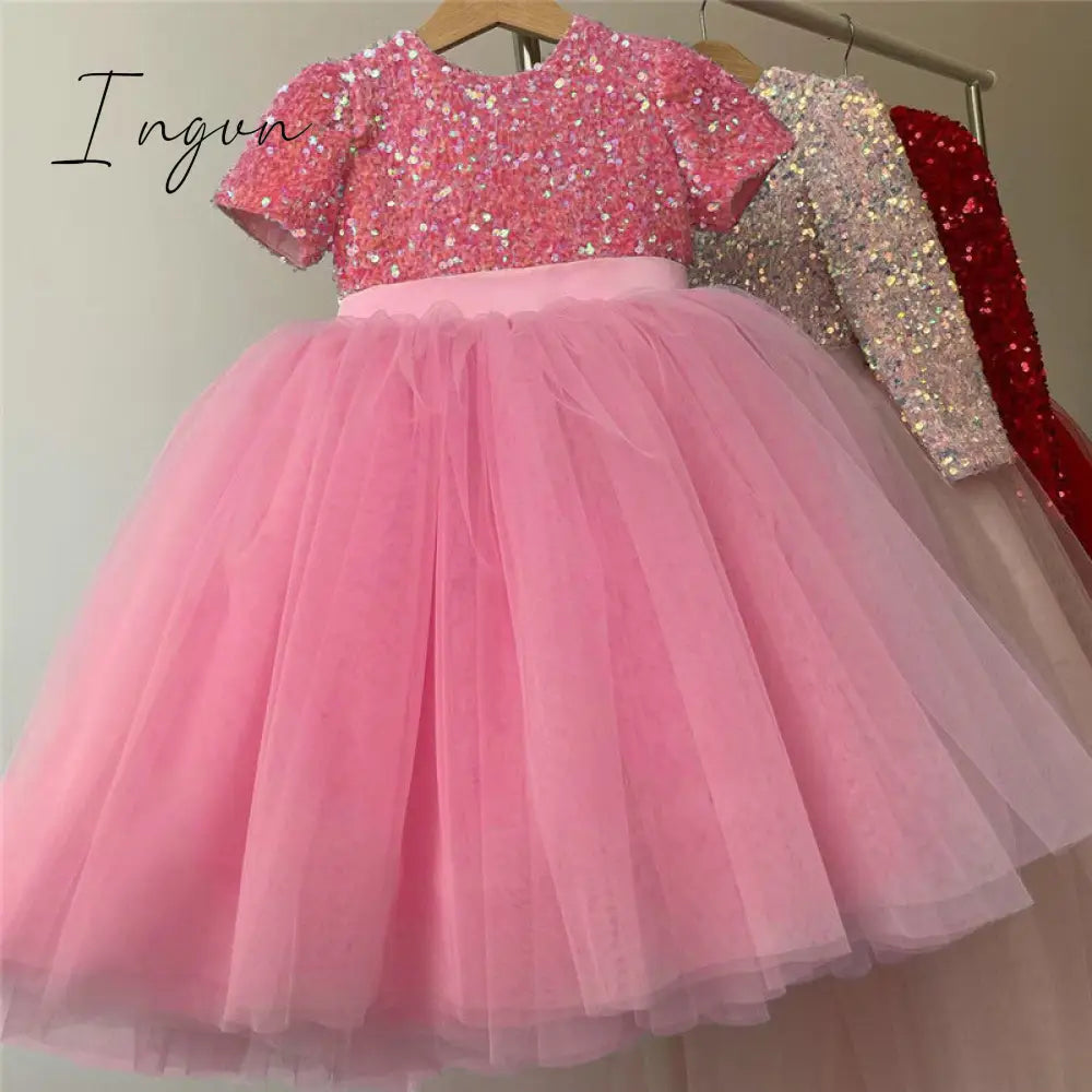 Ingvn - Girls Ruffles Princess Dress For Kids Wedding Elegant Party Tutu Prom Gown Children