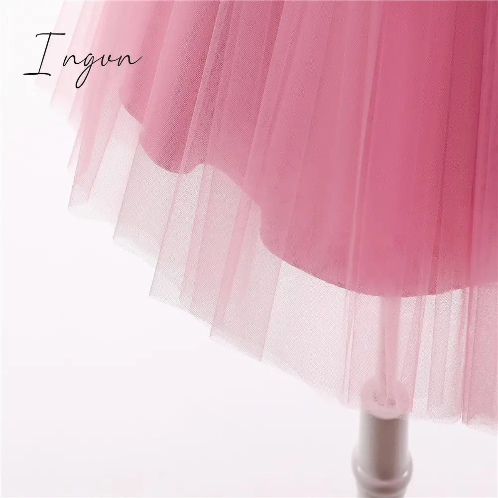 Ingvn - Girls Ruffles Princess Dress For Kids Wedding Elegant Party Tutu Prom Gown Children
