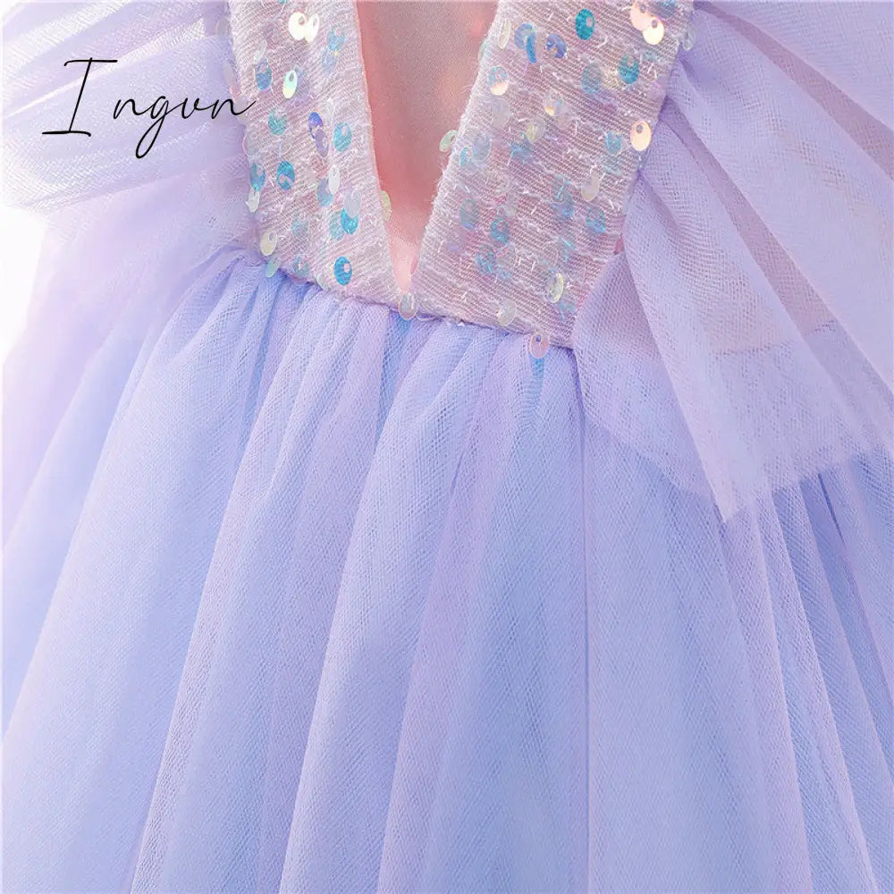 Ingvn - Girls Ruffles Princess Dress For Kids Wedding Elegant Party Tutu Prom Gown Children