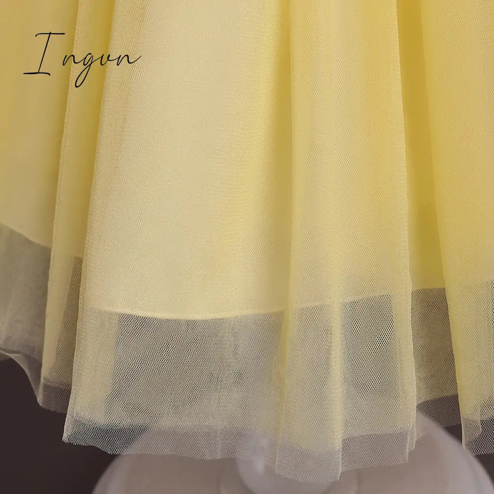 Ingvn - Girls Ruffles Princess Dress For Kids Wedding Elegant Party Tutu Prom Gown Children