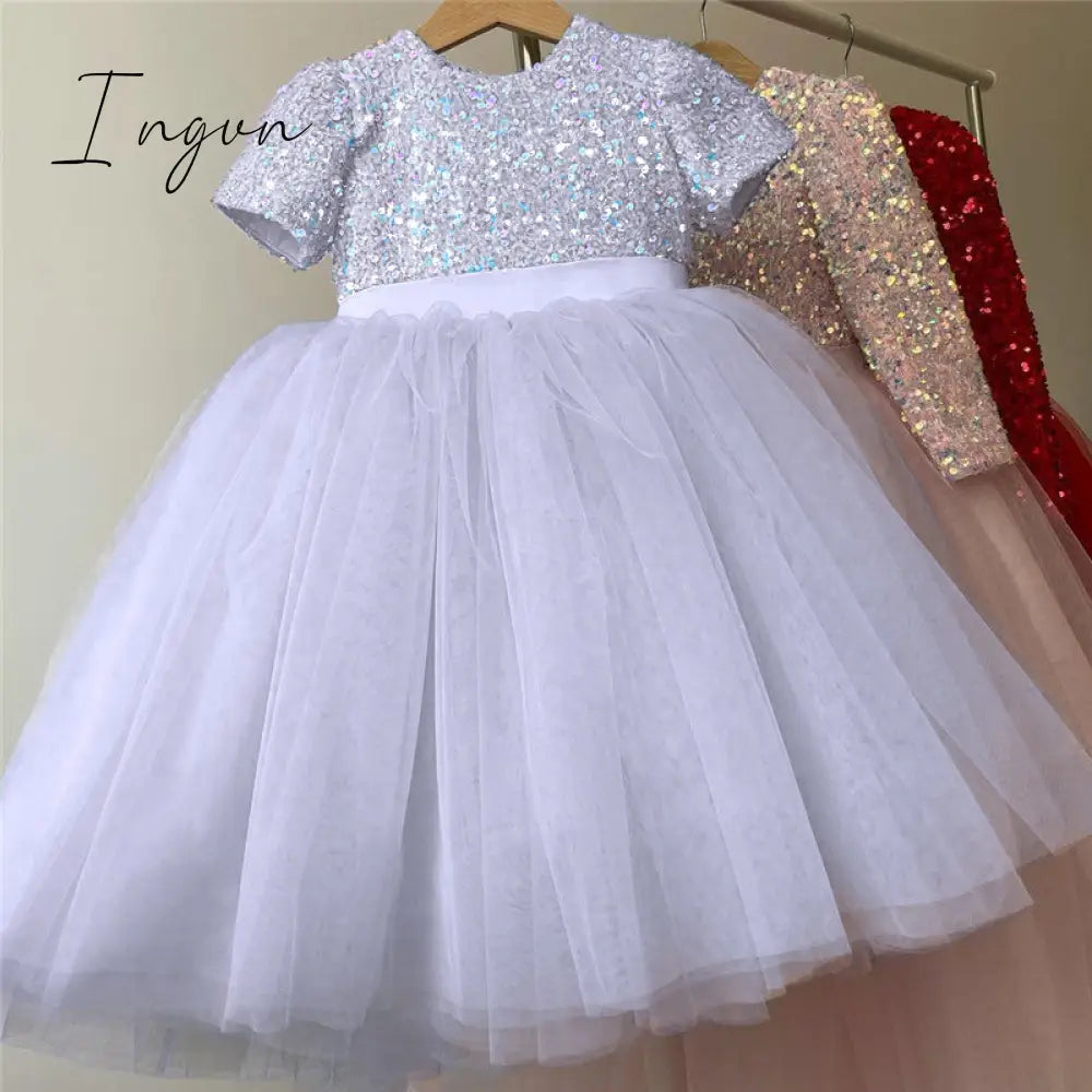 Ingvn - Girls Ruffles Princess Dress For Kids Wedding Elegant Party Tutu Prom Gown Children
