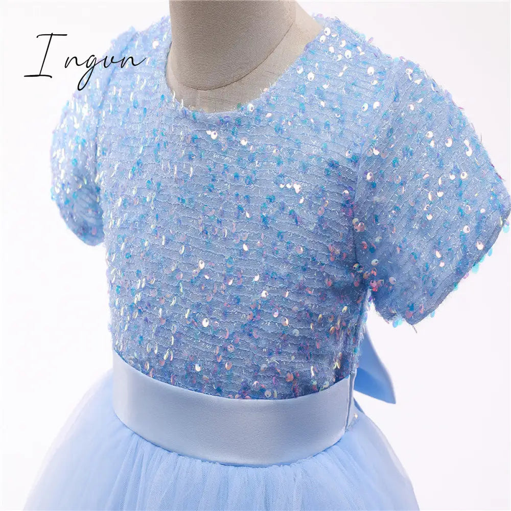 Ingvn - Girls Ruffles Princess Dress For Kids Wedding Elegant Party Tutu Prom Gown Children