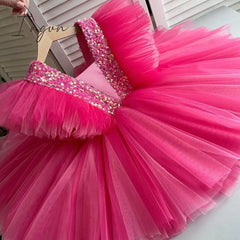 Ingvn - Girls Ruffles Princess Dress For Kids Wedding Elegant Party Tutu Prom Gown Children