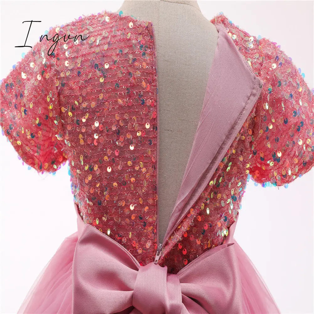 Ingvn - Girls Ruffles Princess Dress For Kids Wedding Elegant Party Tutu Prom Gown Children