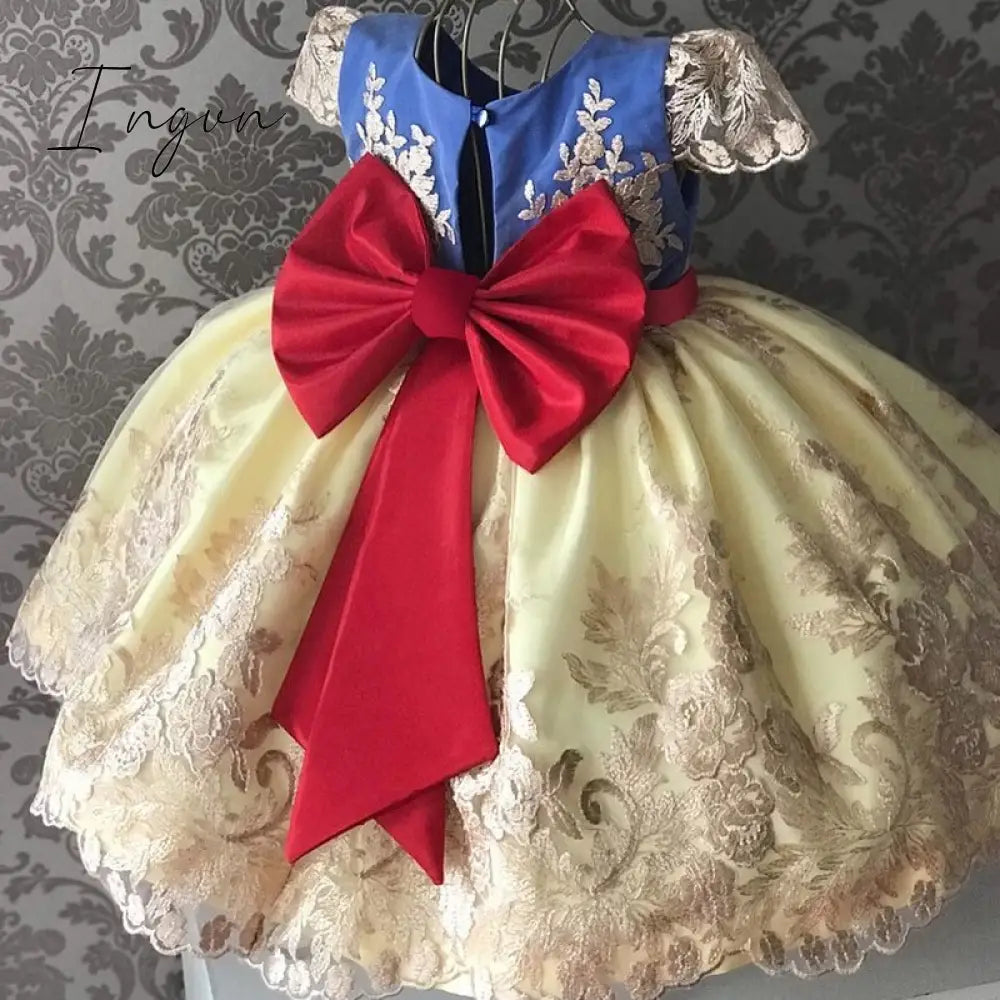 Ingvn - Girls Ruffles Princess Dress For Kids Wedding Elegant Party Tutu Prom Gown Children