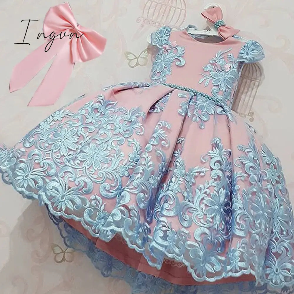 Ingvn - Girls Ruffles Princess Dress For Kids Wedding Elegant Party Tutu Prom Gown Children