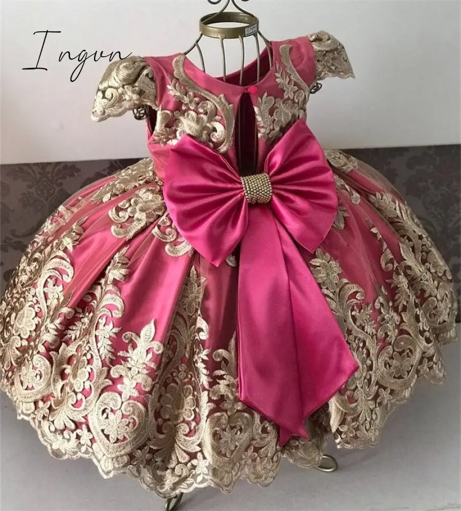 Ingvn - Girls Ruffles Princess Dress For Kids Wedding Elegant Party Tutu Prom Gown Children