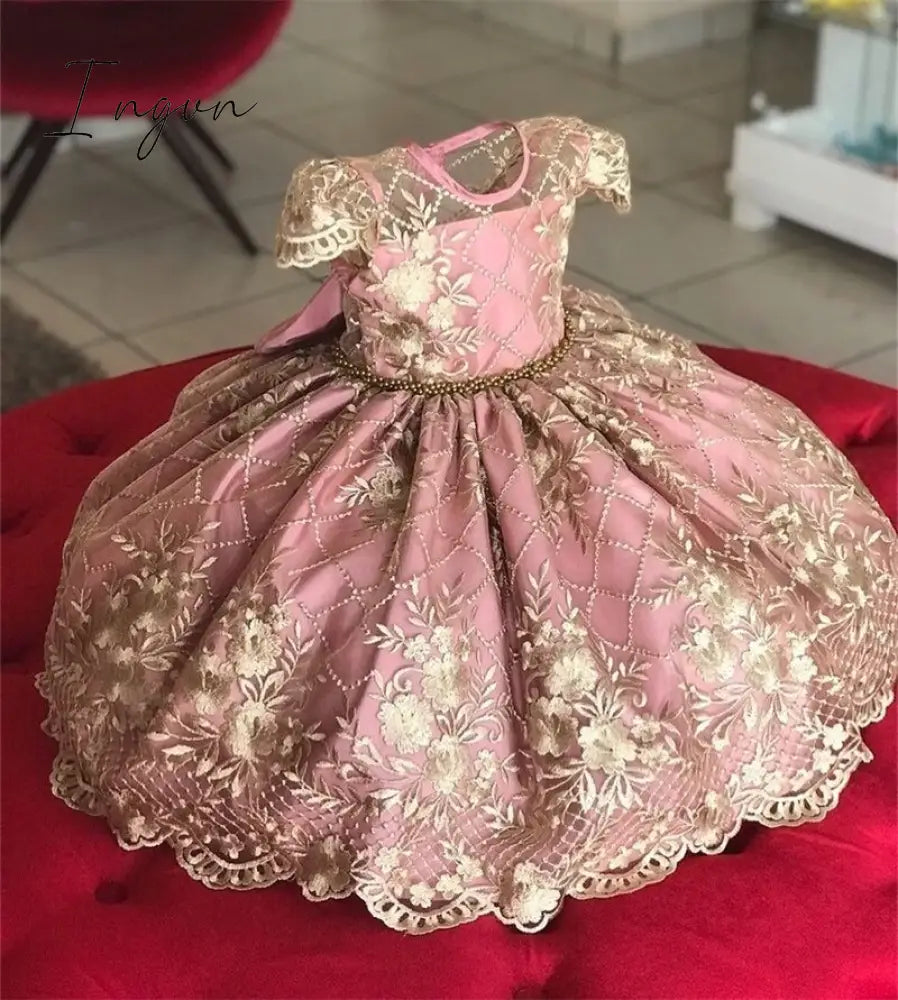 Ingvn - Girls Ruffles Princess Dress For Kids Wedding Elegant Party Tutu Prom Gown Children