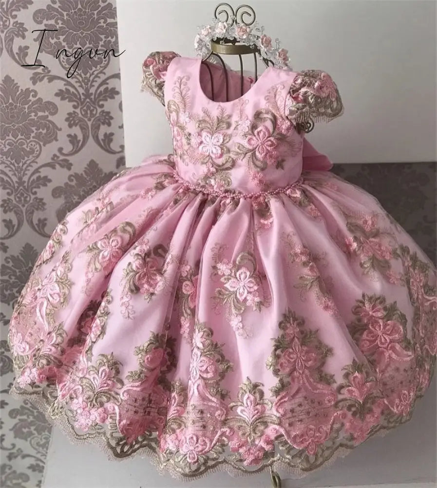 Ingvn - Girls Ruffles Princess Dress For Kids Wedding Elegant Party Tutu Prom Gown Children
