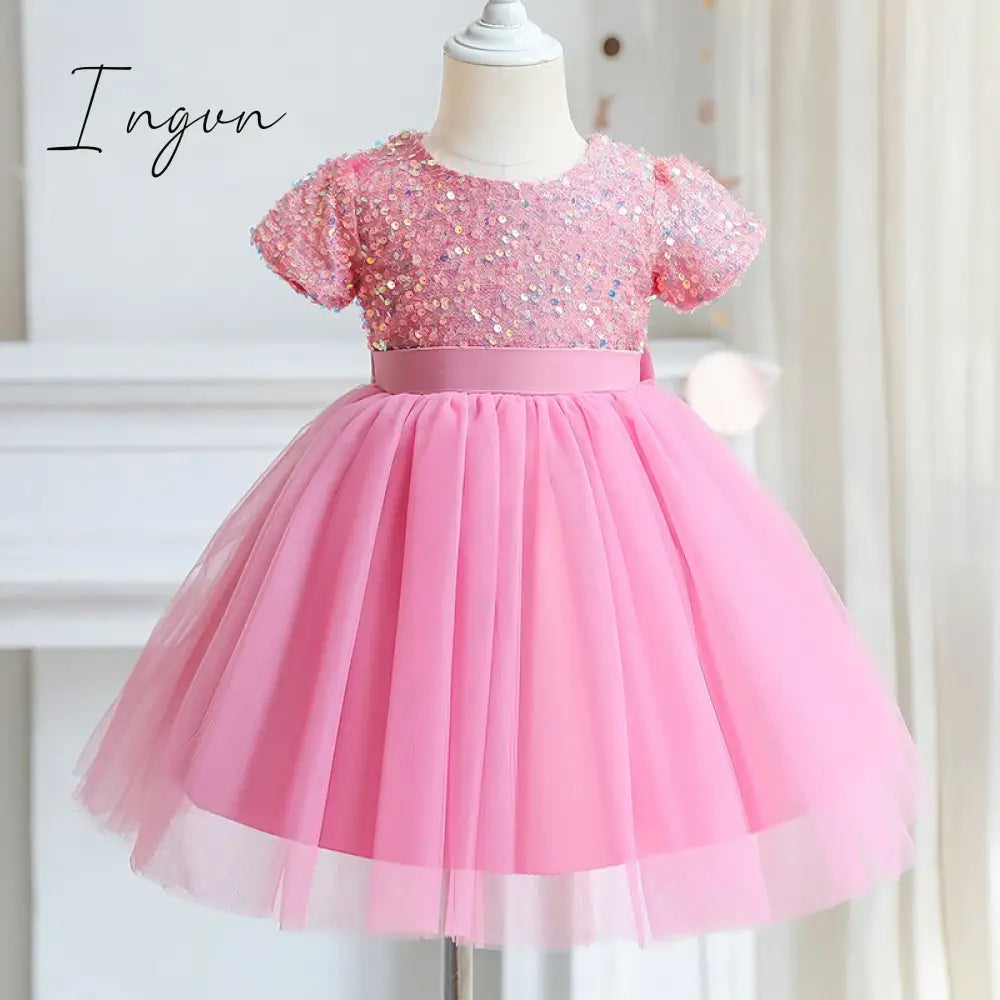 Ingvn - Girls Ruffles Princess Dress For Kids Wedding Elegant Party Tutu Prom Gown Children