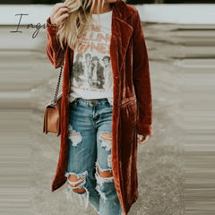 Ingvn - Hot Sell Quality New Fashion Fall Winter Women Lapel Cardigan Buttons Long Jacket Casual