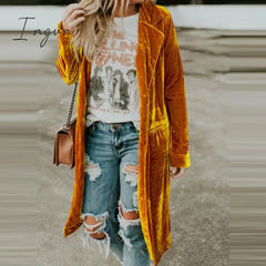 Ingvn - Hot Sell Quality New Fashion Fall Winter Women Lapel Cardigan Buttons Long Jacket Casual