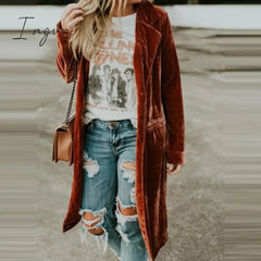 Ingvn - Hot Sell Quality New Fashion Fall Winter Women Lapel Cardigan Buttons Long Jacket Casual