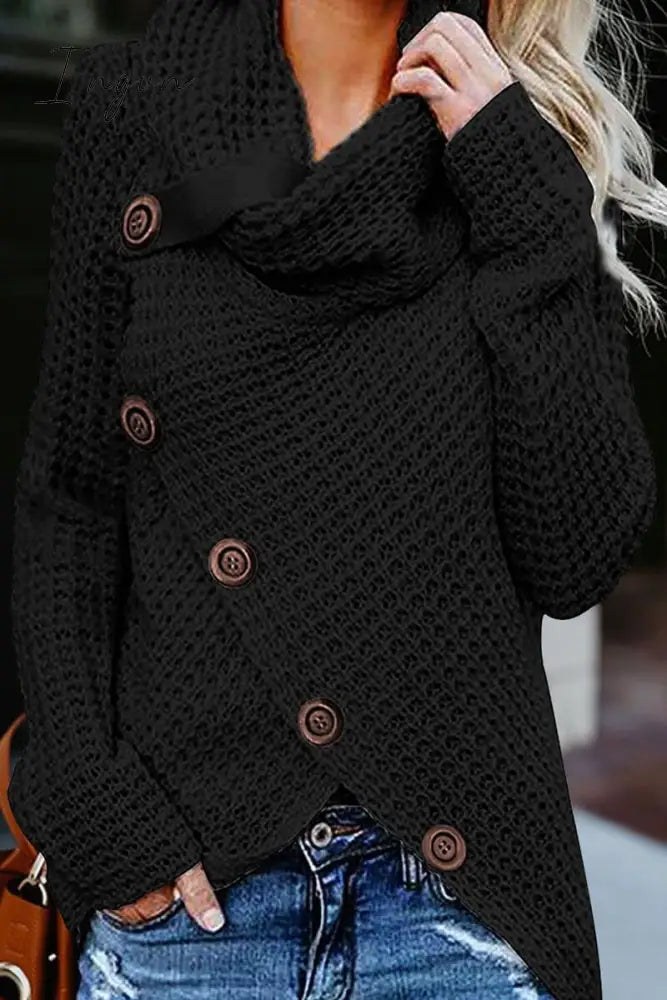 Ingvn - Irregular Winter Shawl Coat(6 Colors) S / Black Tops