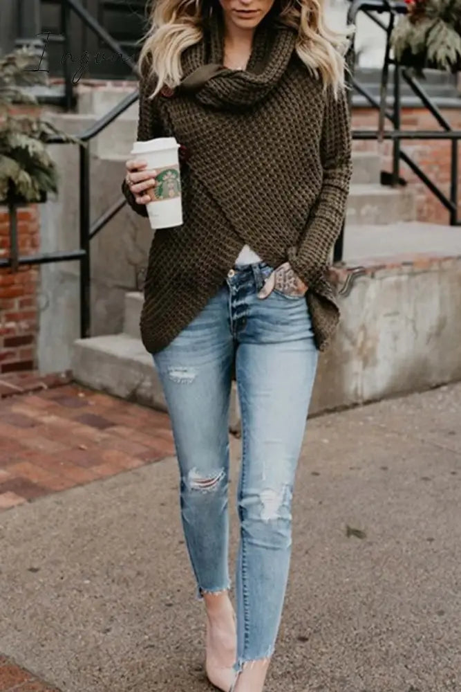 Ingvn - Irregular Winter Shawl Coat(6 Colors) Tops