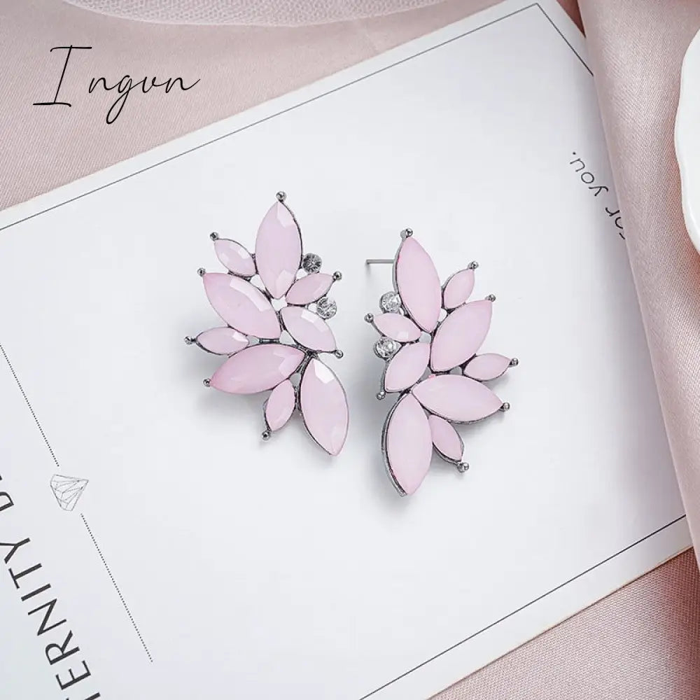 Ingvn - Korean Style Dangle Drop Earrings For Women Pink Color Arcylic Geometric Cute Pendant 2023