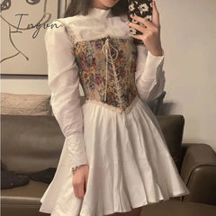 Ingvn - Korean Vintage Kawali Dress Women Elegant Casual Summer Print Floral Mini Female Pretty