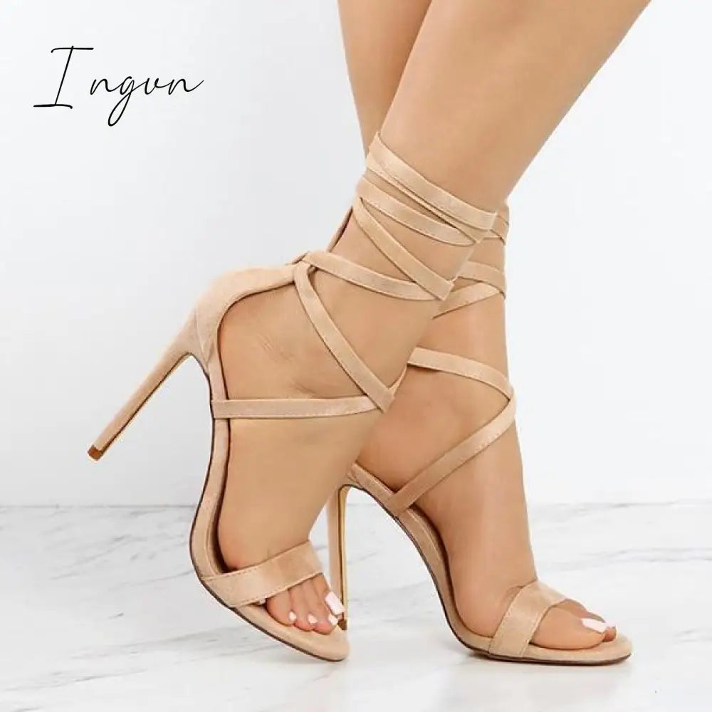 Ingvn - Lace-Up Closure Single Sole Heels