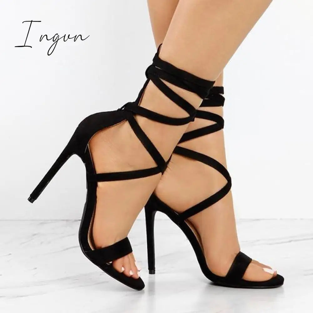 Ingvn - Lace-Up Closure Single Sole Heels