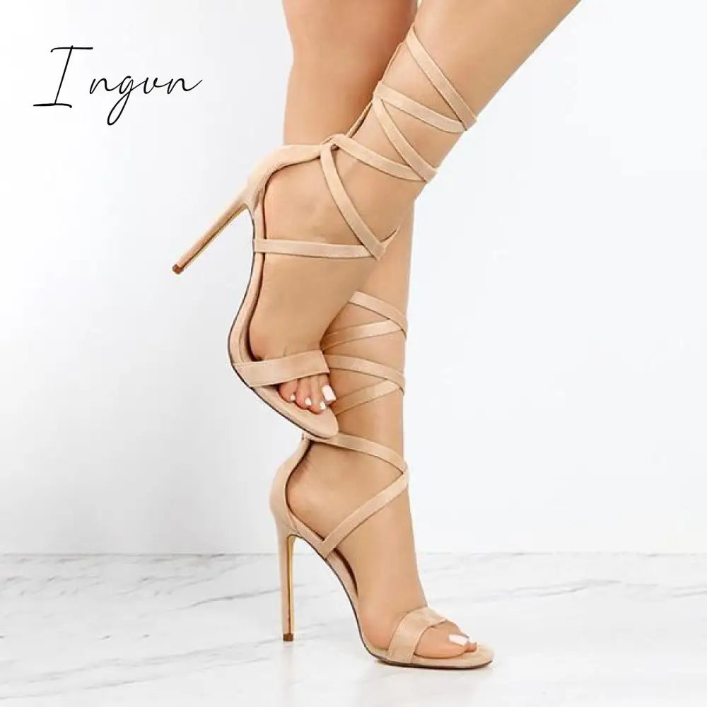 Ingvn - Lace-Up Closure Single Sole Heels