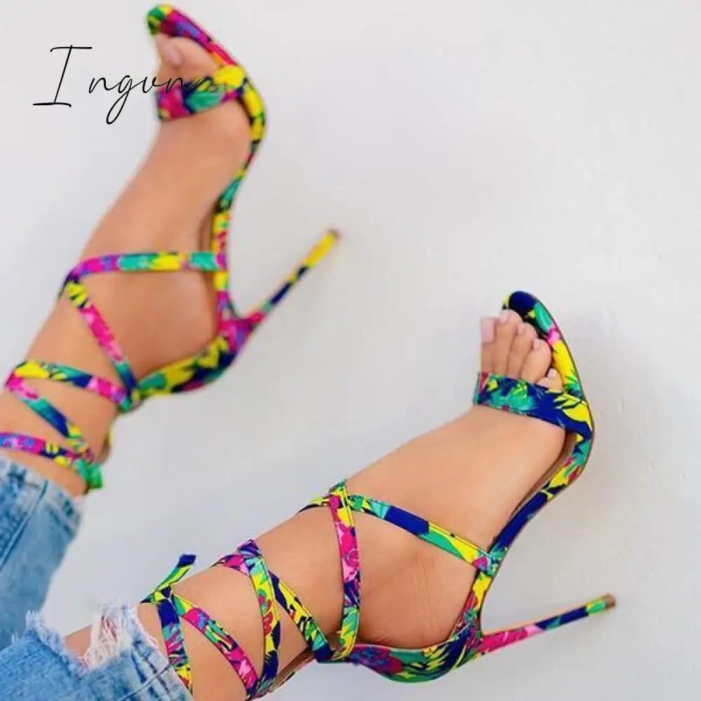 Ingvn - Lace-Up Closure Single Sole Heels