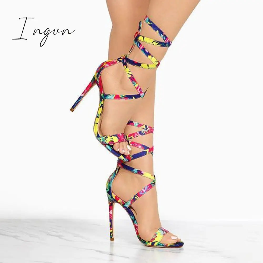 Ingvn - Lace-Up Closure Single Sole Heels