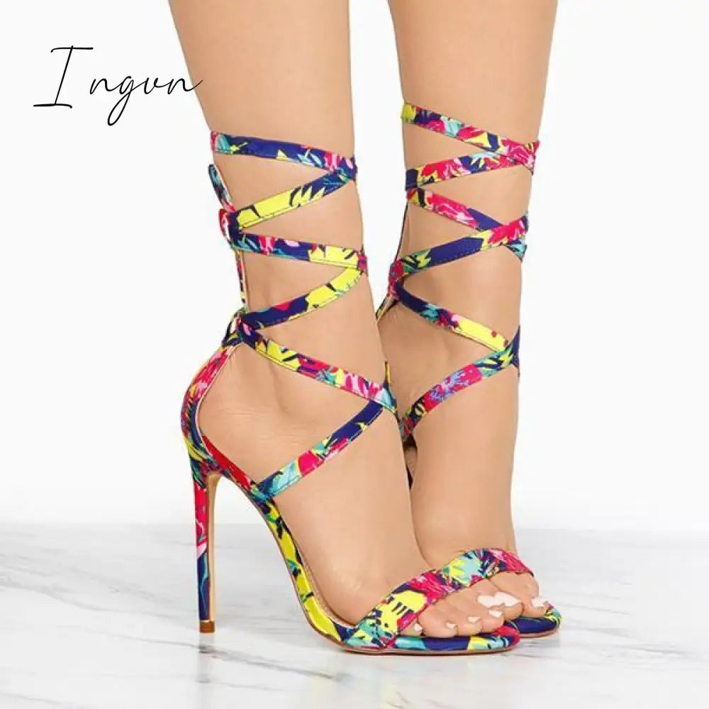 Ingvn - Lace-Up Closure Single Sole Heels