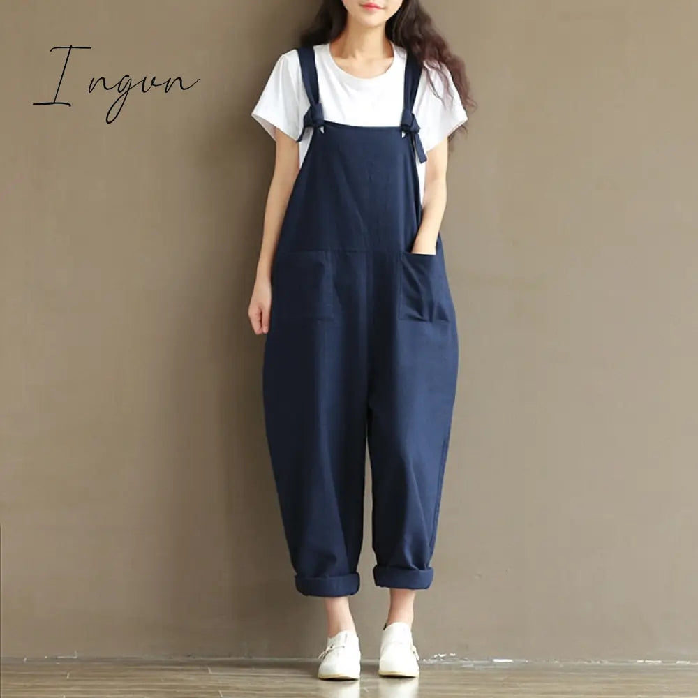 Ingvn - Ladies Casual Women Jumpsuits Loose Solid Harem Trousers Overallpants Playsuits Wide Leg