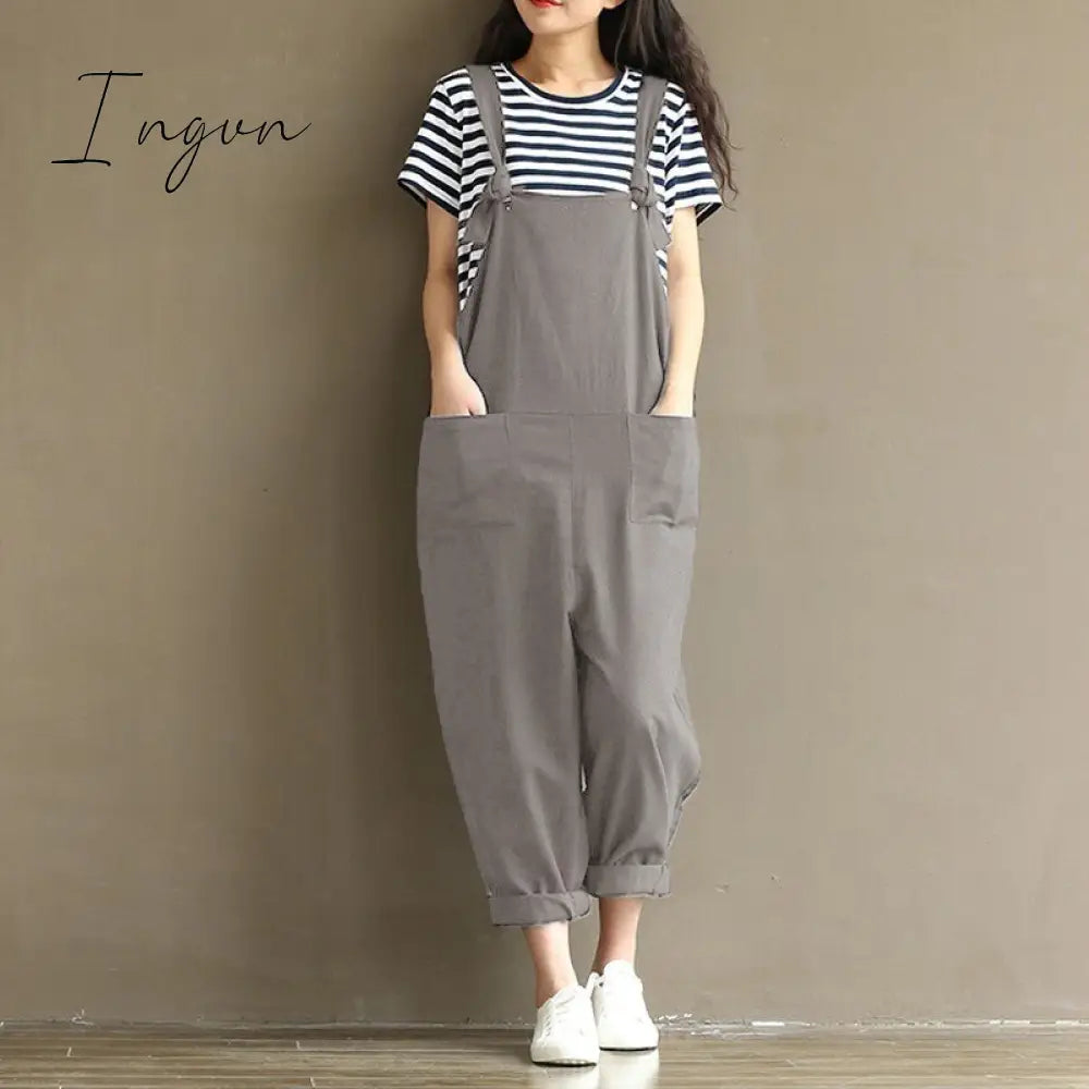 Ingvn - Ladies Casual Women Jumpsuits Loose Solid Harem Trousers Overallpants Playsuits Wide Leg