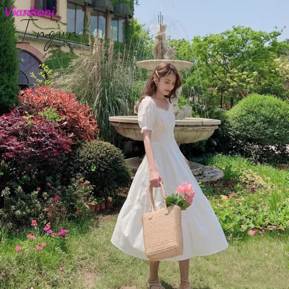 Ingvn - New Fashion Women Purple Elegantes Long Dress Cottage Core Vintage Women’s Wear Aesthetic