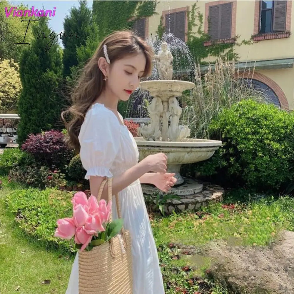 Ingvn - New Fashion Women Purple Elegantes Long Dress Cottage Core Vintage Women’s Wear Aesthetic