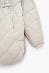Ingvn - New Winter Oversize Fashion Vintage Plaid Hooded Parka Women Casual Pockets Cotton Jackets