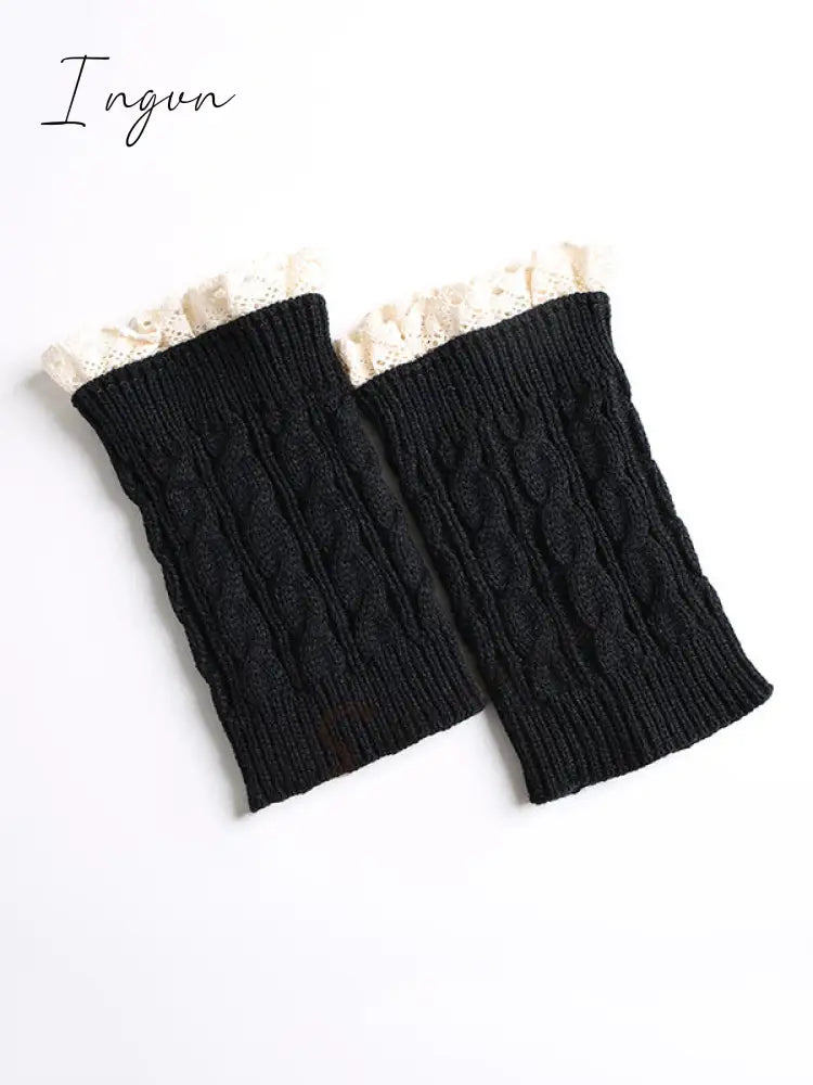 Ingvn - Original Creation Keep Warm Hollow Jacquard Leg Warmers Accessories Black / One_Size Warmers