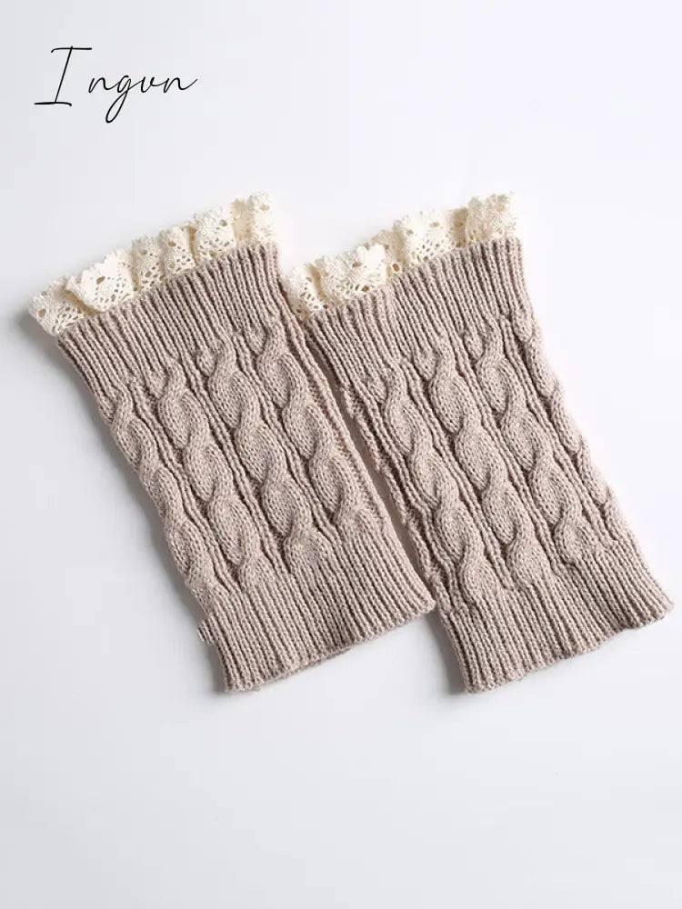 Ingvn - Original Creation Keep Warm Hollow Jacquard Leg Warmers Accessories Cream / One_Size Warmers