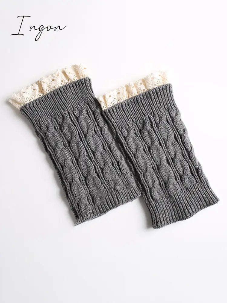 Ingvn - Original Creation Keep Warm Hollow Jacquard Leg Warmers Accessories Gray / One_Size Warmers