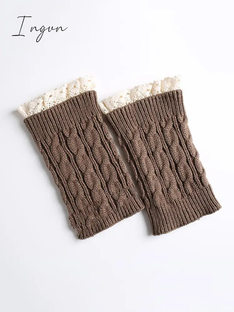 Ingvn - Original Creation Keep Warm Hollow Jacquard Leg Warmers Accessories Khaki / One_Size Warmers