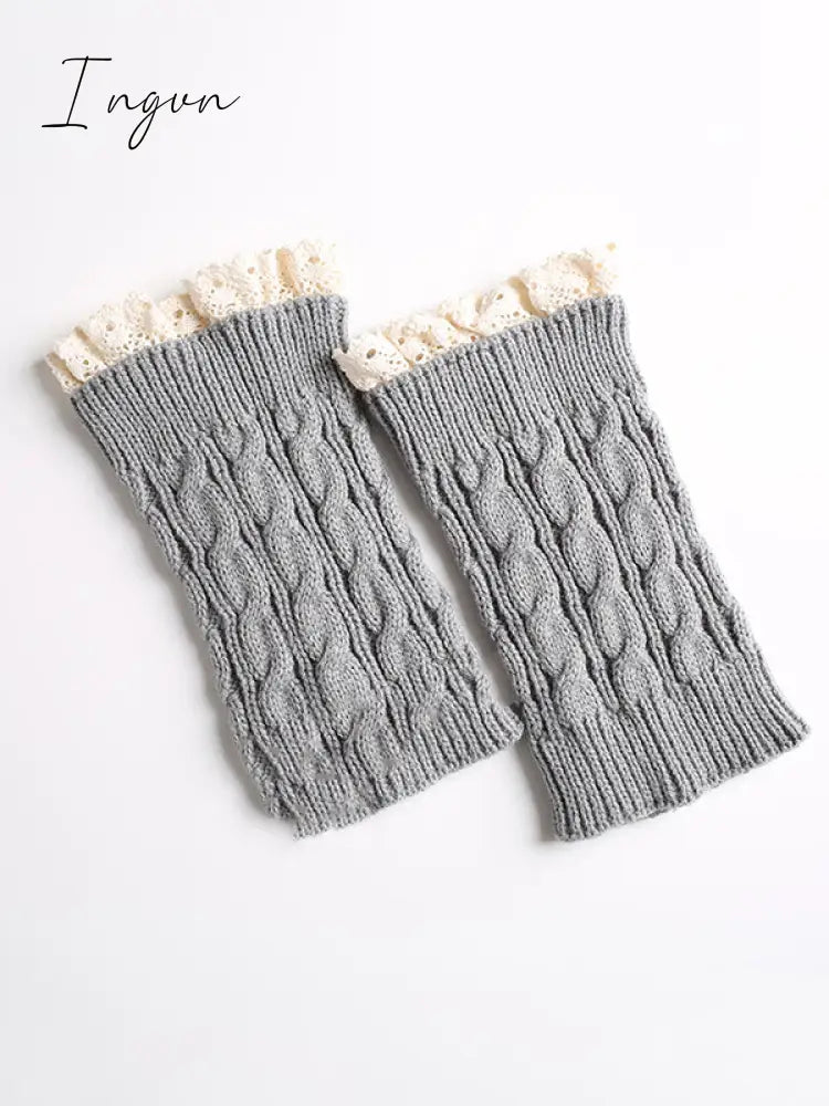 Ingvn - Original Creation Keep Warm Hollow Jacquard Leg Warmers Accessories Light Gray / One_Size