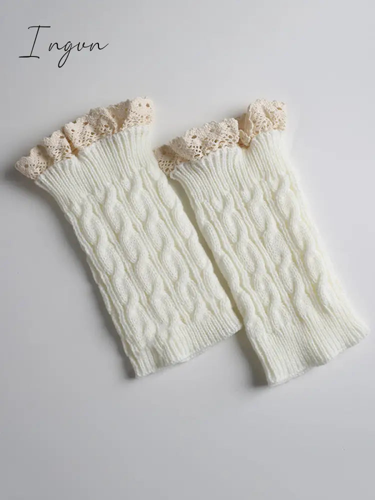 Ingvn - Original Creation Keep Warm Hollow Jacquard Leg Warmers Accessories White / One_Size Warmers