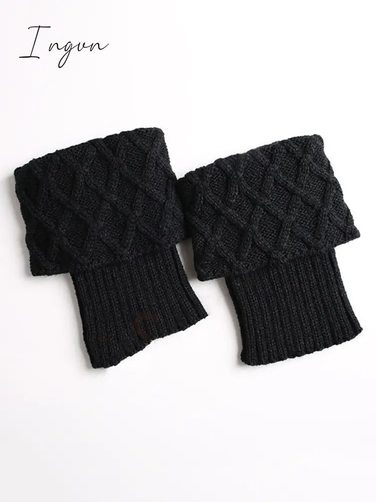 Ingvn - Original Creation Keep Warm Jacquard Solid Color Leg Warmers Accessories Black / One_Size
