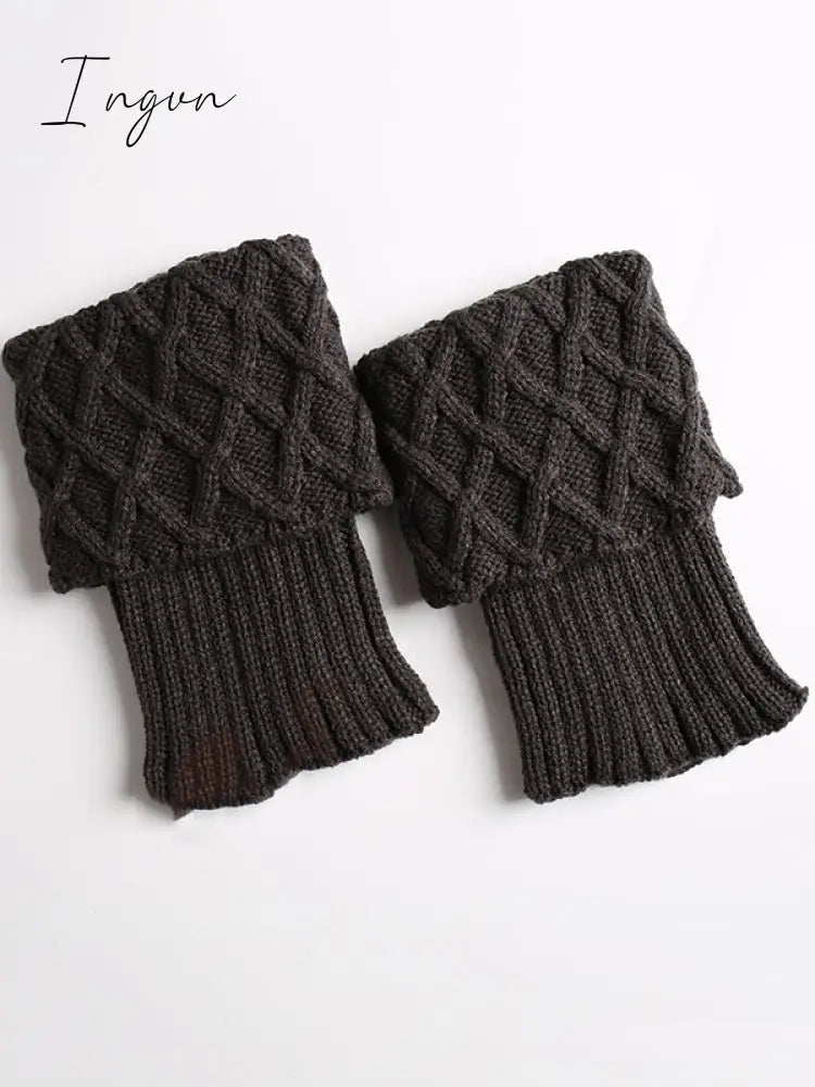 Ingvn - Original Creation Keep Warm Jacquard Solid Color Leg Warmers Accessories Dark Gray /