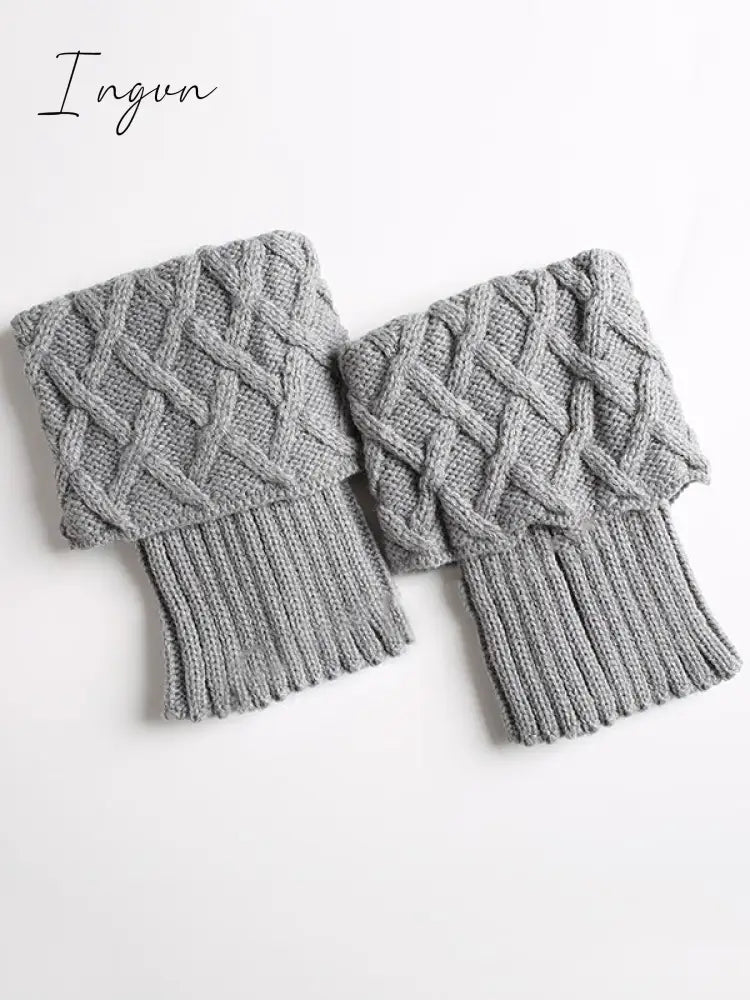 Ingvn - Original Creation Keep Warm Jacquard Solid Color Leg Warmers Accessories Light Gray /
