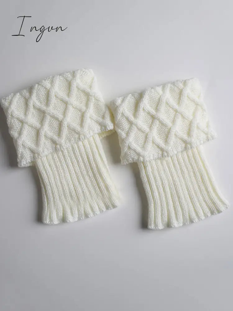 Ingvn - Original Creation Keep Warm Jacquard Solid Color Leg Warmers Accessories White / One_Size