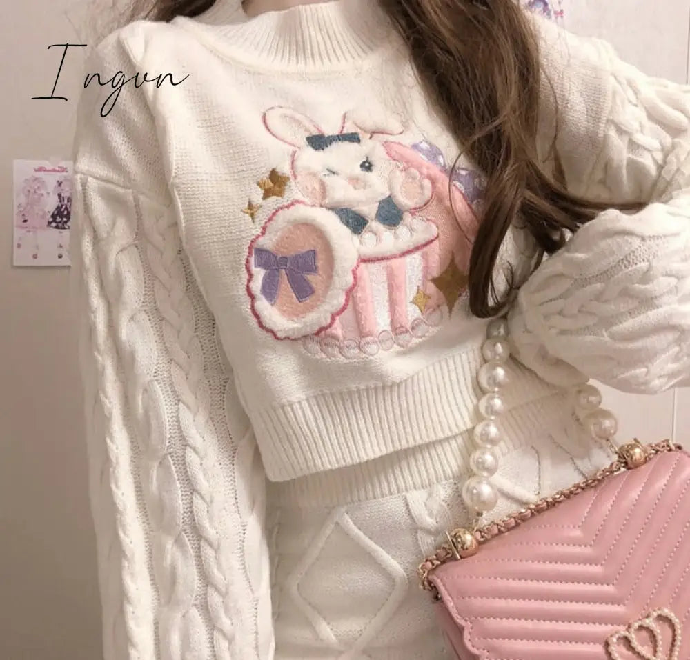 Ingvn - Outfits Aesthetic Autumn Winter Sweet Lolita Style Skirt Sets Japanese Girls Cute Rabbit